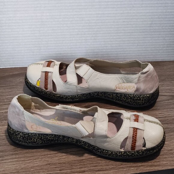 Rieker Comfort closed toe flat sandals leather cream women's size EU 40 US 9 - Picture 2 of 8